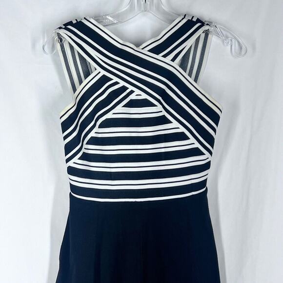 Maeve Anthropologie Womens Dress Size 0 Black Crosswise Sleeveless Flare Bandage - Picture 2 of 13